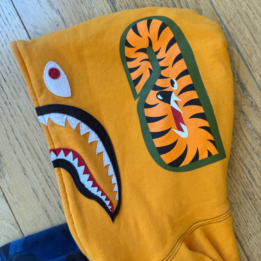 Bape Orange and Blue Split Design Hoodie - Picture 5 of 7